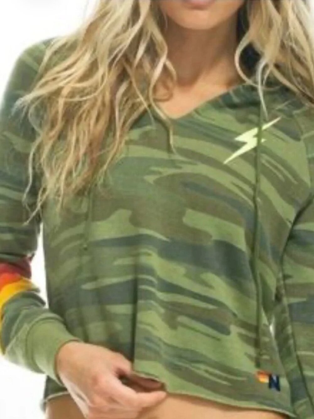 Camo Bolt Chevron Stripe Crop pullover